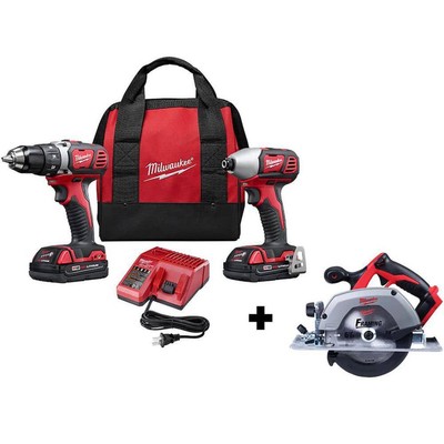 Milwaukee Drill + Impact Driver Combo Kit 18V Li-Ion Cordless w/ Circular Saw
