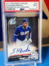 🔥2017 Bowman Chrome Starling Heredia Auto PSA 9 Dodgers! Make offer! ⚾️