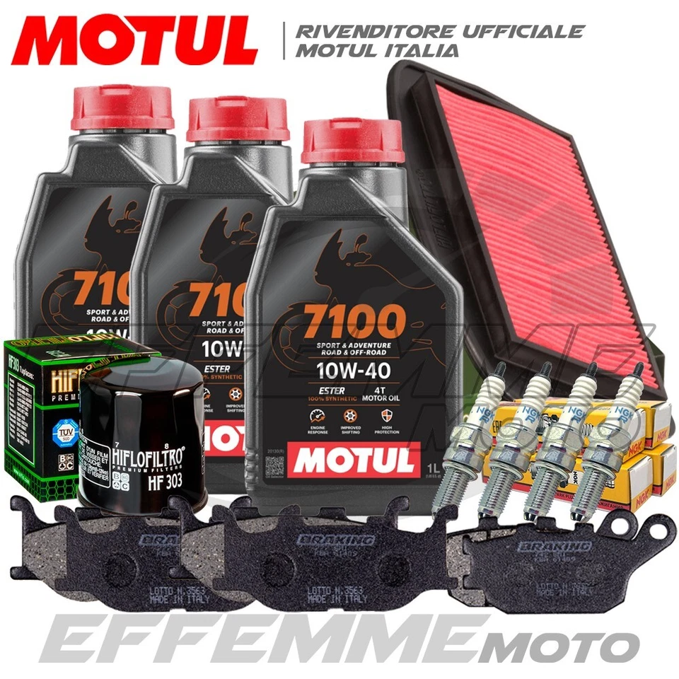 MOTUL + HIFLO + NGK + BRAKING Tagliando YAMAHA FZ6 e Fazer 600 2004 2005 2006 (7100 Filtri Candele Pastiglie)