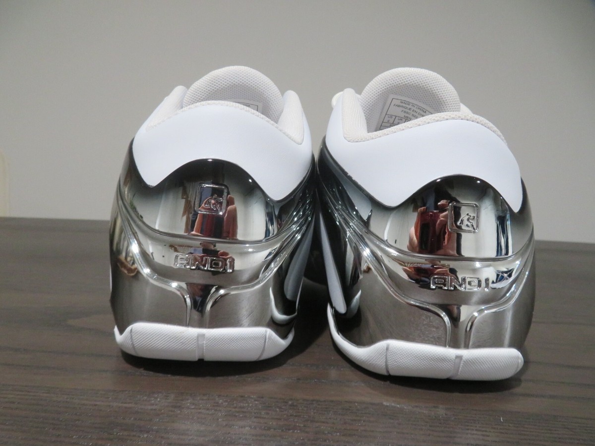 And1 Rise Mid Mixtape Mens 9 Shoes 30th Anniversary White Silver 