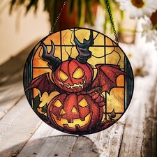 Handcrafted Halloween Suncatcher, Spooky Stained Glass Window Decor, HLW021