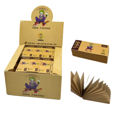 cigarette tips and papers OHIS CLASSIC NATURAL UNBLEACHE ROLLING PAPERS 50 FILTER TIPS BOX OF 50