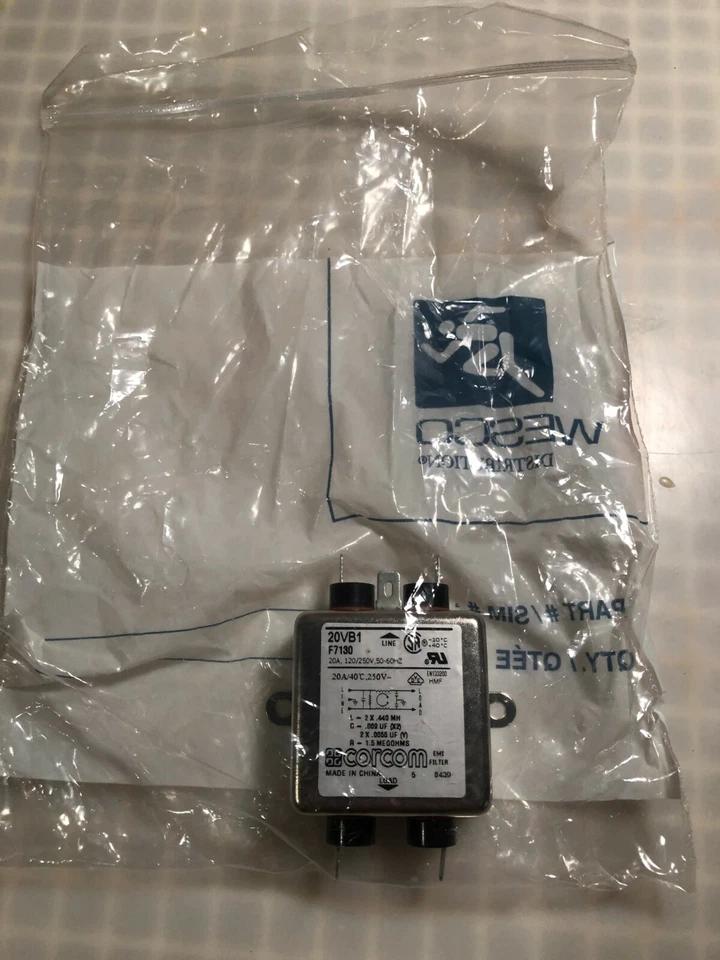 New Corcom 20VB1 F7130 EMI Filter 20A, 120/250V, 50-60Hz - Image 2 of 2