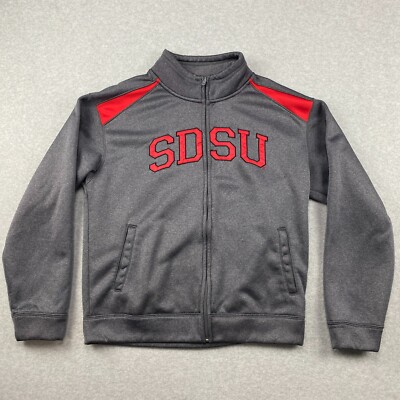 SDSU Sweatshirt Mens Medium M Gray CD Full Zip Embroidered Logo Fleece Lined