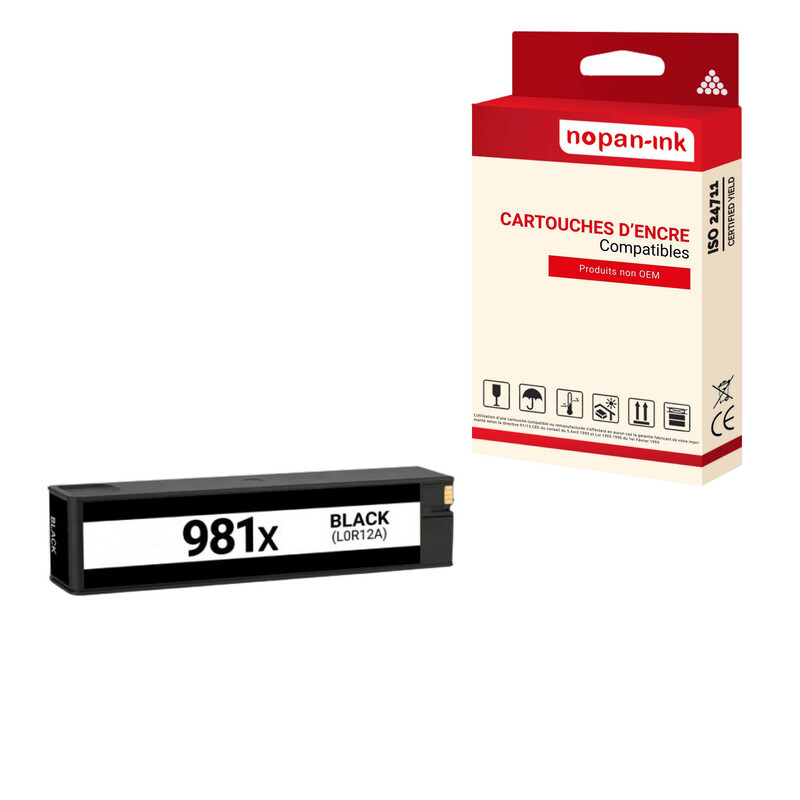 Cartouche 981X L0R12A noir NOPAN-INK pour imprimer sans traces ni lignes blanches
