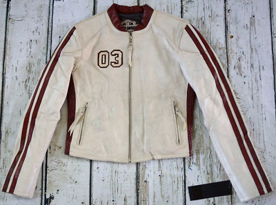 Harley Davidson Women's Made in Europe White Red Racing Leather