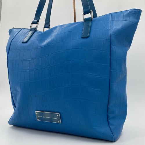 Marc by Marc Jacobs Blue Aqua Cerulean PVC Leather Cowhide Hand Tote Bag