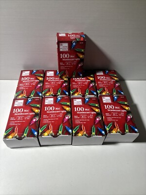 Home Accents ft 100-Light Mini Color String Light Green Wire Christmas Lot 9