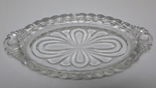 Cambridge Glass CAPRICE Clear Tray Oval Handled for Mini Sugar & Creamer 7¾” - Picture 2 of 4