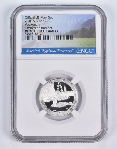 2018-S Silver PF70 ANT Voyageurs Quarter Limited Edition NGC