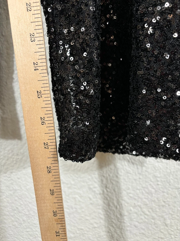 Pantalones Linea by Louis Dell'Olio para mujer Petite XLP suéter de lentejuelas negro Foto 4 de 4