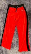 VTG BCBG Velour Pants Red black warm winter holiday drawstring BCBGMAXAZRIA