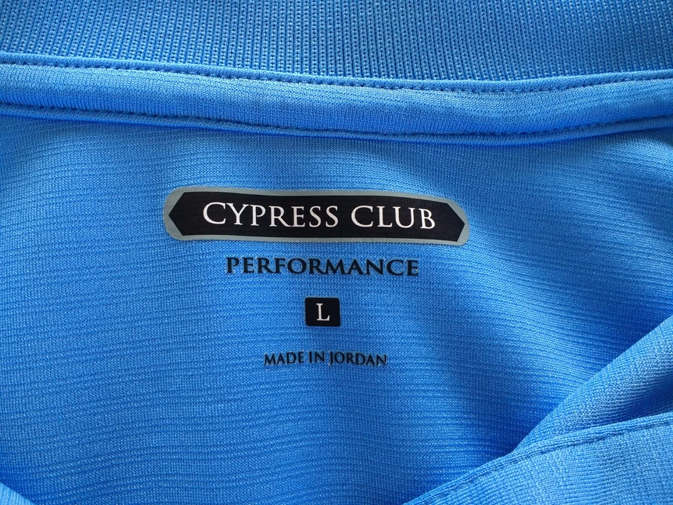 Cypress Club Performance Mens Short Sleeve Polo Shirt Size L Light Blue Collared - Image 3 of 4