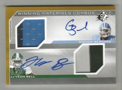 Le'Veon Bell Giovani Bernard 2013 SPX DUAL AUTOGRAPH PATCH CARD #/10 SIGNED AUTO