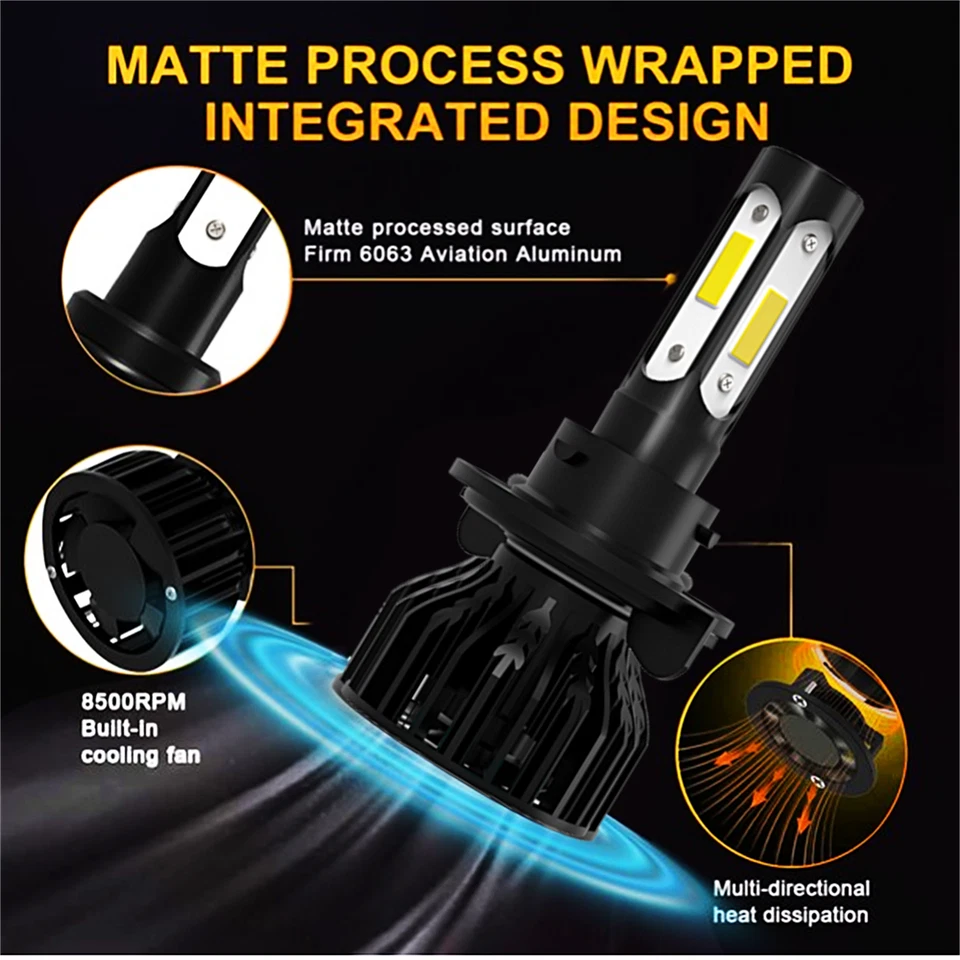 适用于吉普牧马人 2.0L 3.0L 3.6L 3.8L 升 2010 - 2020 LED 车头灯灯泡 100000LM — 第 3/4 张图片