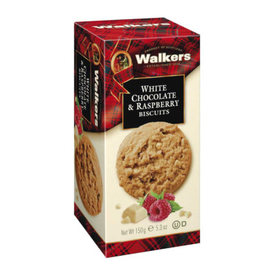 Walkers White Chocolate und Raspberry Biscuits mit Himbeeren 150g