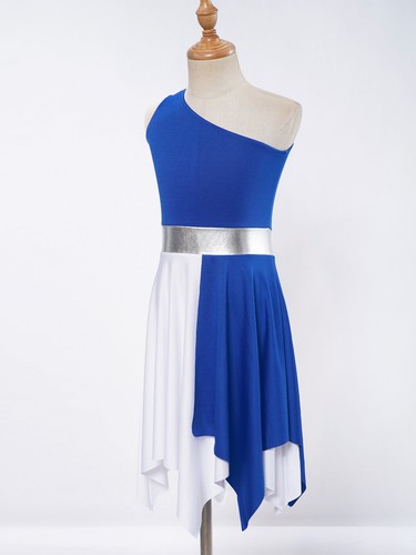 Girls Praise Dance Dress Tunic Color Block Ballet Lyrical Modern Dance AU - Picture 9 of 61