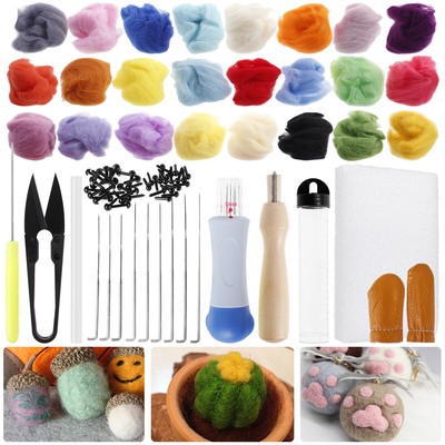 Needle Felting Starter Kit for Beginners Adults 24 Colours Wool Roving qiwps