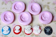 stampi gomma siliconica set forme cammeo - lotto 5pz fimo cernit formine