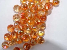Off Centre Drilled 8mm Faceted Electoplated 'Orange Crystal'