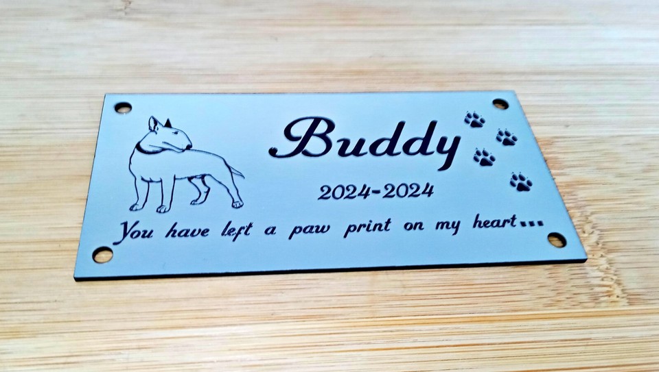 Engraved Sign, Dog Memorial Plaque in Silver or Gold Effect.APL