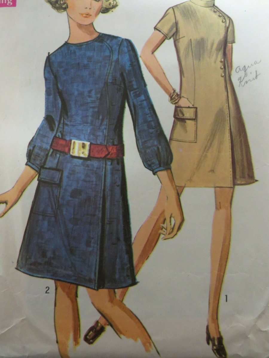 Vintage 60's Simplicity 8438 SIDE-SEAM TOP-STITCHED DRESS Sewing