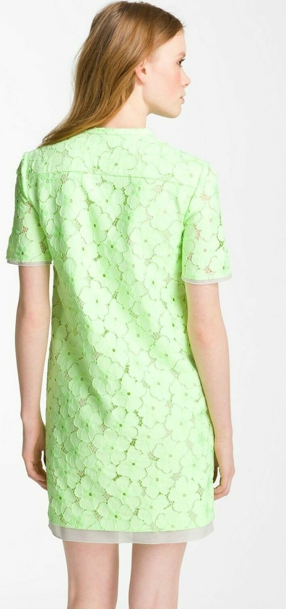 Diane Von Furstenberg Warner Honeydew Neon Lime Green Flower Lace Dress |  eBay