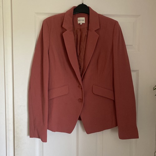 REISS Aretha Salmon Pink Jacket In Women s Medium 10 Smart Vintage