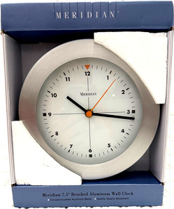 Meridian 7.5" Wall Clock Brushed Aluminum Bezel & Quartz Movement - BRAND NEW