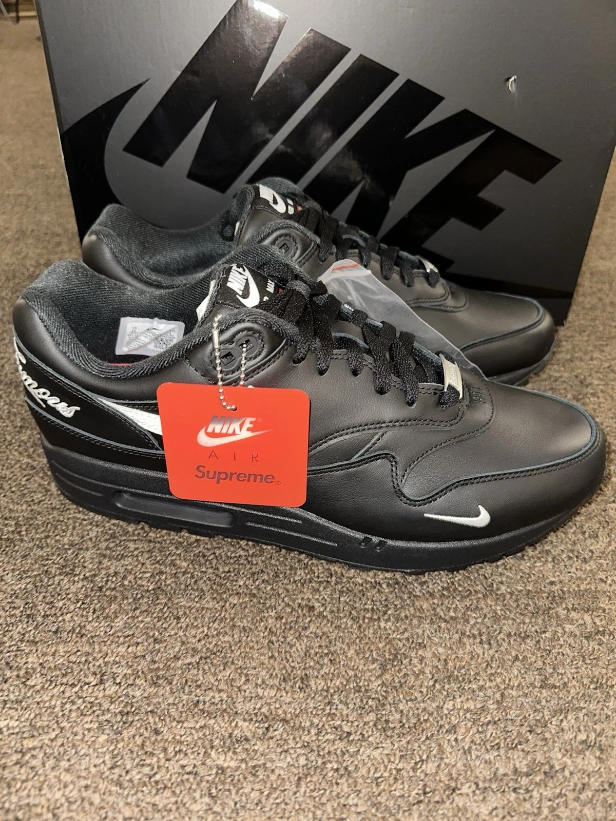 Chaussures Homme Nike Air Max 1 Supreme Noir Blanc HF8813 001 NEUF
