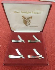 Frost Cutlery Knife Mini Straight Razor Set of 4 Japan Made 1980's in Display C