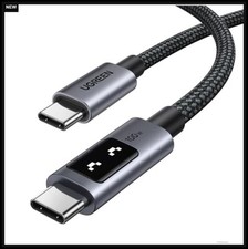 USB C to USB C Cable 100W 3.3ft Black LED Display Nylon Braided Fast Charging
