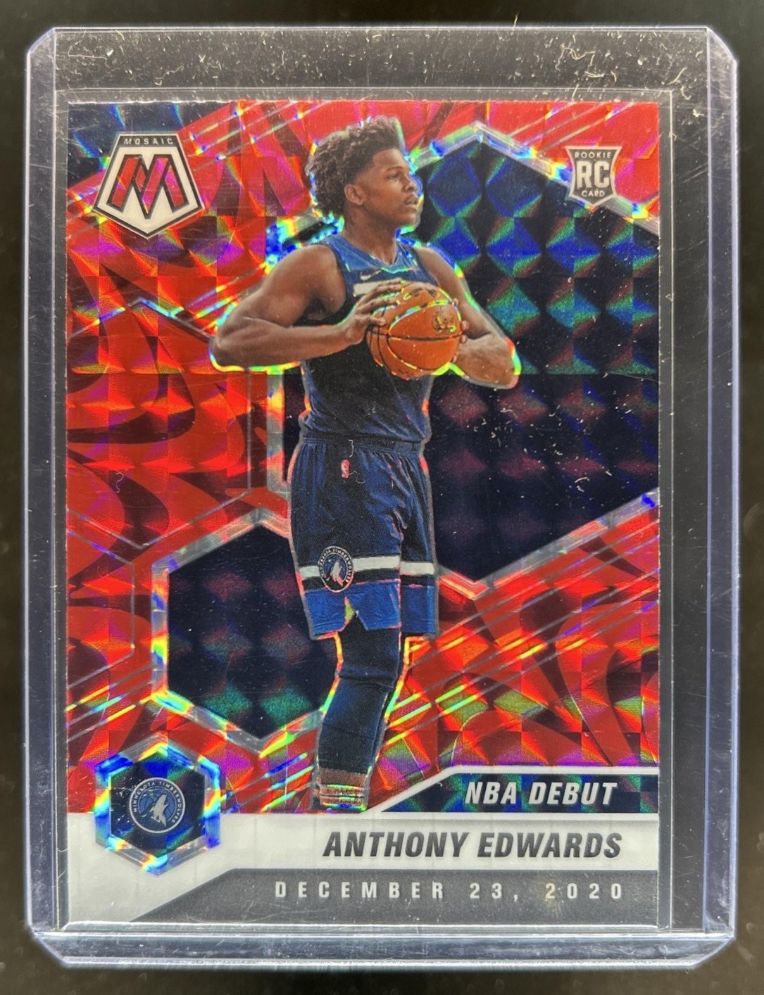 2020-21 Panini Mosaic Anthony Edwards RC Reactive Red Rookie NBA Debut #261