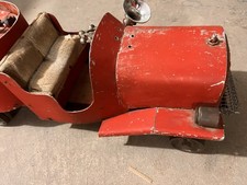 Rare Antique Vintage Pedal Car Fire Truck Steel Wood Depression Era Patina