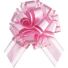 6 PCS 6 Inch Pink Glitter Pull Bows Ribbon Gift Wrapping Easter Party Baskets