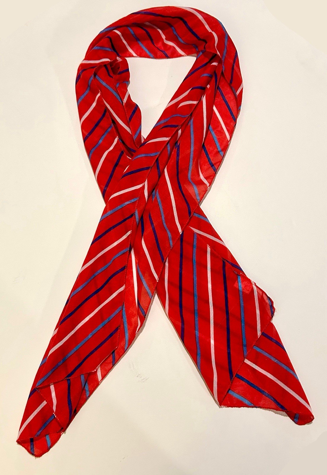 Red Silky Polyester Rectangular Fashion Scarf w/ … - image 1