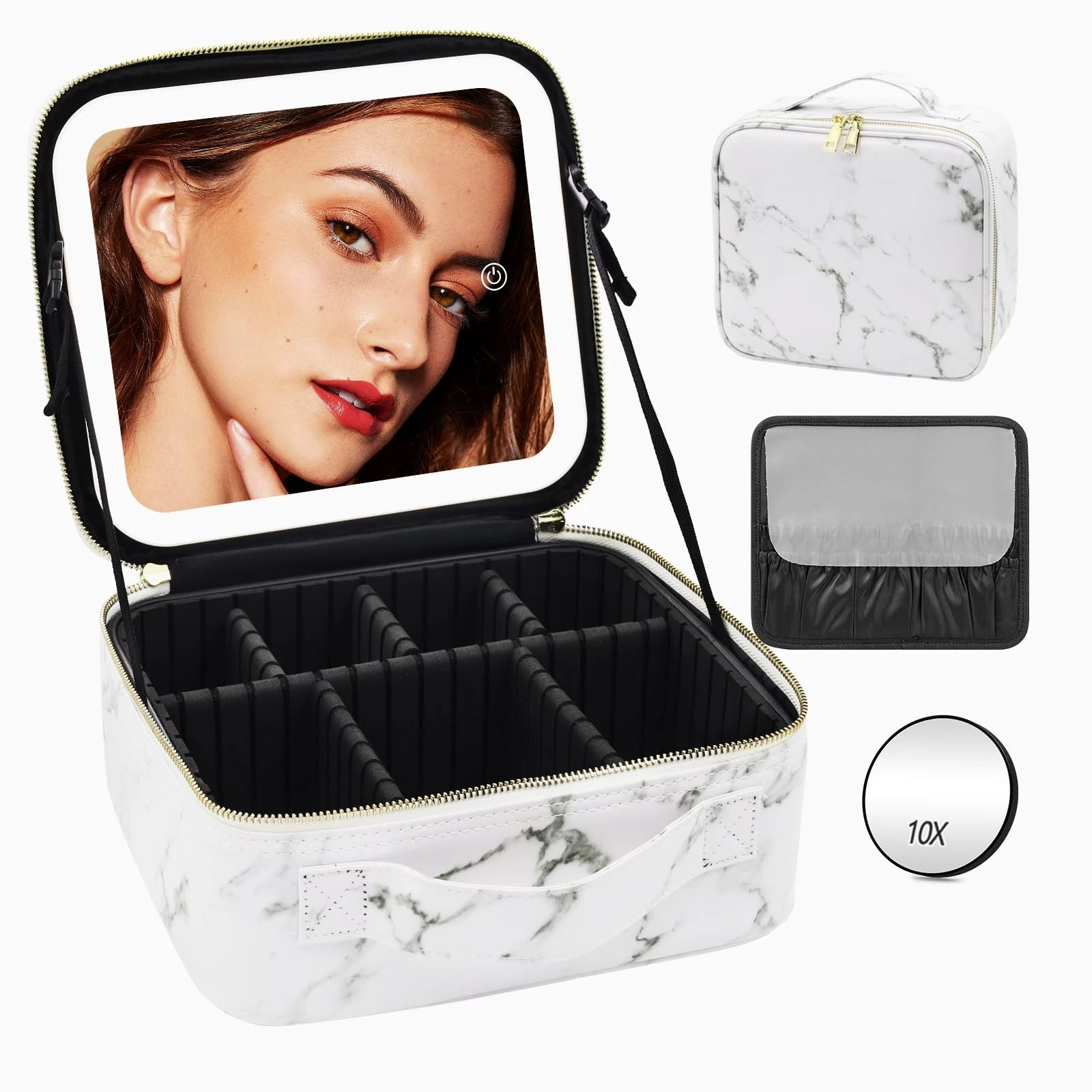 Travel Makeup Bag Cosmetic Bag Makeup Organizer Bag with Large Illuminated...