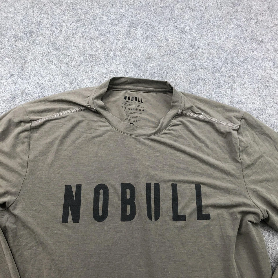 NOBULL Shirt Mens Medium Olive Green Classic Long Sleeve Performance Training - Image 4 of 4