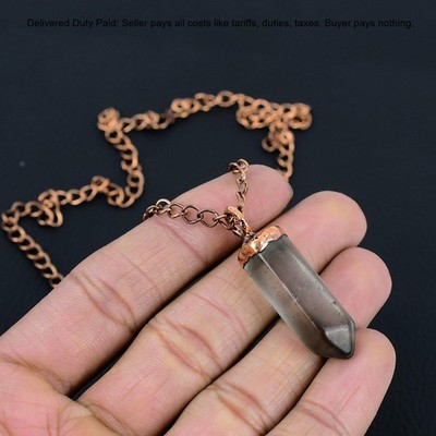 Bullet Montana Agate Stone Copper Unique Chain Daughter Electroformed Necklace