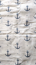 Coastal Nautical  Anchors Queen Size Flat Sheet   100% cotton New