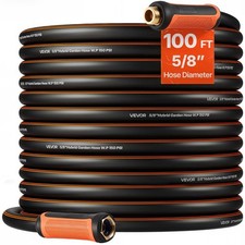 VEVOR Garden Hose 100ft 5/8" Rubber Water Hose 3/4"Fitting Heavy Duty & Non-kink