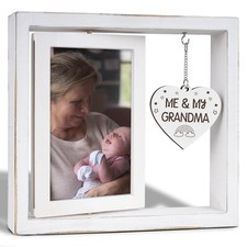 Grandma Mother's Day Picture Frame 4x6 Inch Rotating Rustic Grandmother Gift