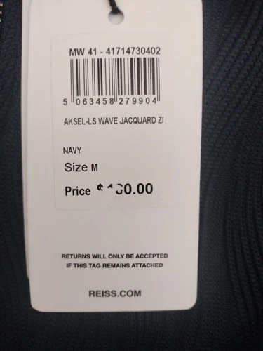 Reiss Men's AkselWave-Jacquard Zip-Through Jacket Navy Medium - NWT - RN114836 image 12