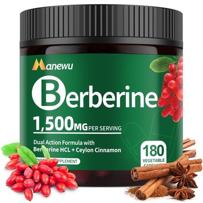 Organic Berberine Supplement - 180 Count Berberine with Ceylon Cinnamon & Cit...