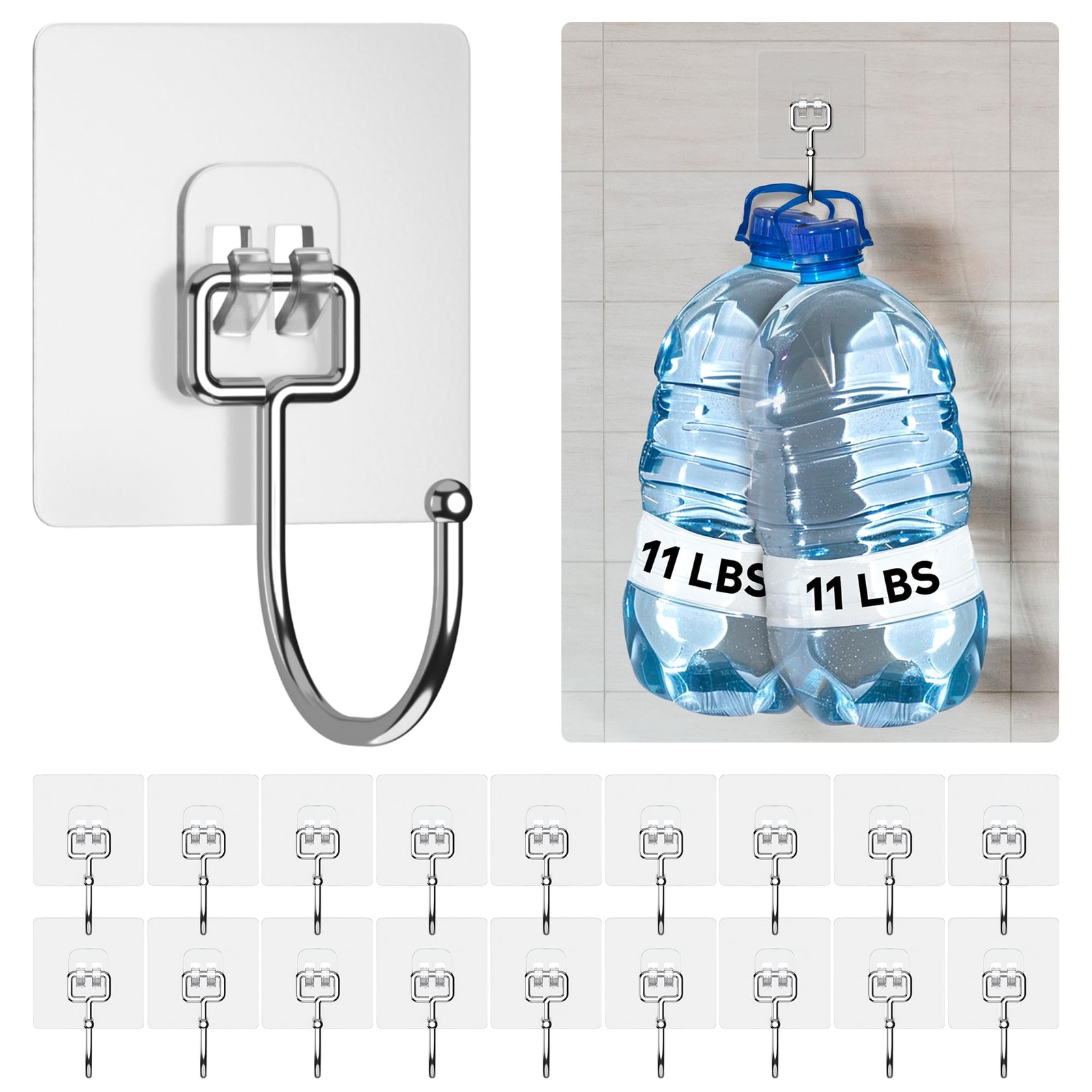 Heavy Duty 22lb Wall Hooks No Damage Adhesive