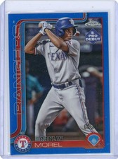 Braylin Morel 2025 Topps Pro Debut CHROME Blue Refractor /150 #PDC-132 Rangers!