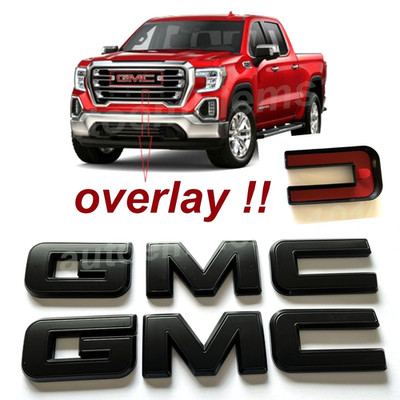 2019-2025 GMC Sierra 1500 2500HD 3500HD Front & Rear Matte Black OVERLAY Emblem