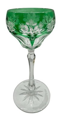Tritschler Winterhalder Cut Clear Crystal Wine Glass Goblet Emerald Green 7.5 