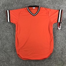 Vintage Wilson Shirt Mens XL Orange V Neck Ringer Baseball Jersey Made In USA