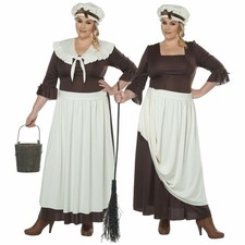 Colonial Village Woman Pioneer Olden Pilgrim Victorian Womens Costume Plus 1XL